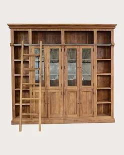 Bibliothèque en bois massif de teck recyclé 250 cm - Uniqka