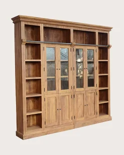 Bibliothèque en bois massif de teck recyclé 250 cm - Uniqka