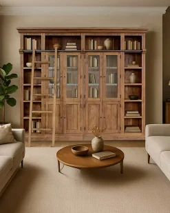 Bibliothèque en bois massif de teck recyclé 250 cm - Uniqka