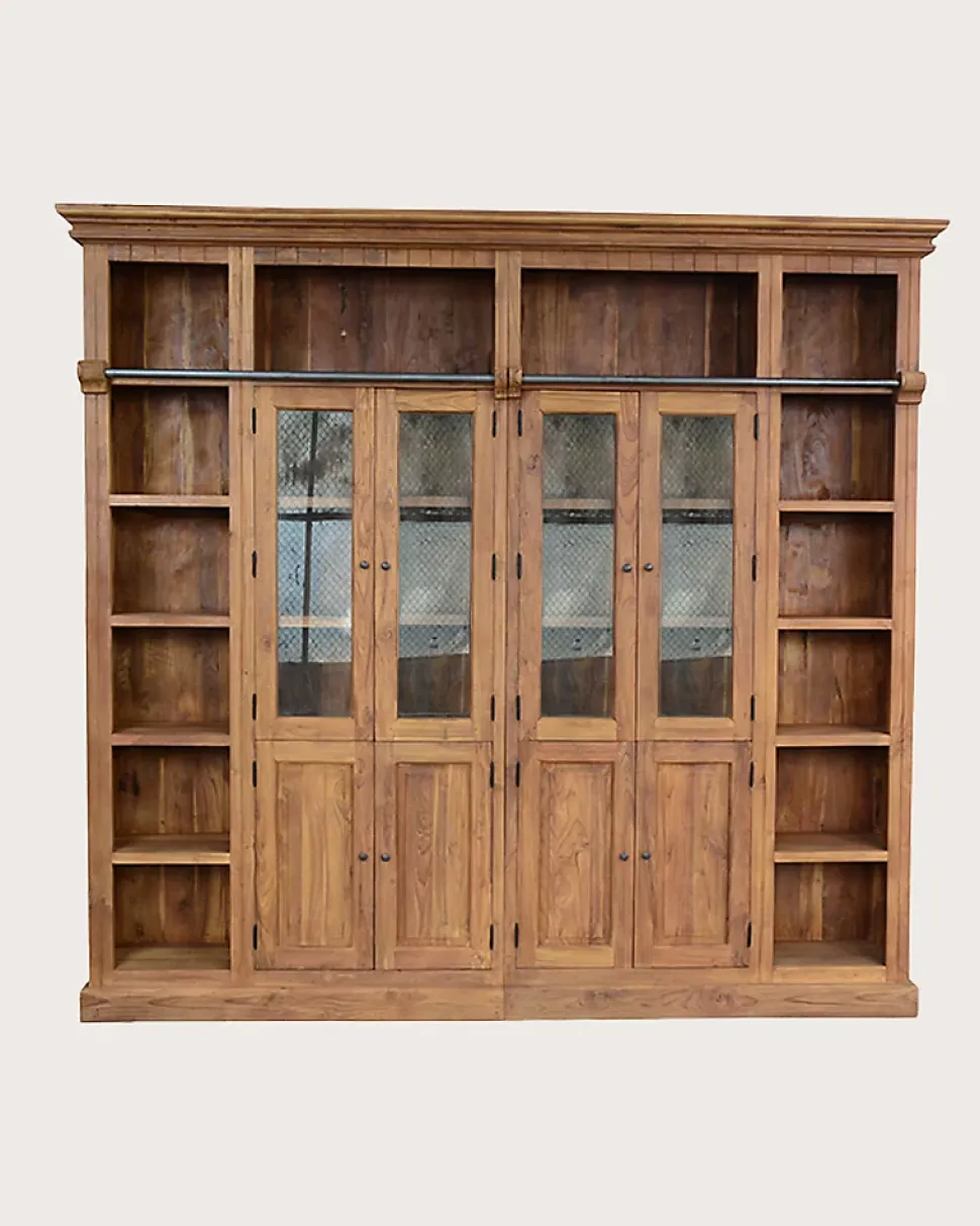 Bibliothèque en bois massif de teck recyclé 250 cm - Uniqka