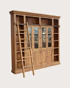 Bibliothèque en bois massif de teck recyclé 250 cm - Uniqka
