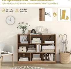 Bibliothèque Enfant 8 Cubes Ouvertes Meuble de Rangement Bibliothèque pour Livres et Jouets Naturel
