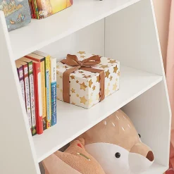 Bibliothèque Enfant 3 Étagères de Rangement pour Livres et Jouets avec Porte-revues Blanc 60x25x80 cm KMB47-W