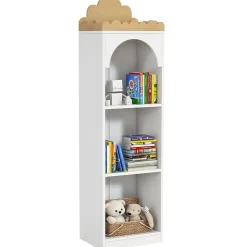 Bibliothèque enfant design nuage - 4 niveaux rangement - bois de pin MDF blanc