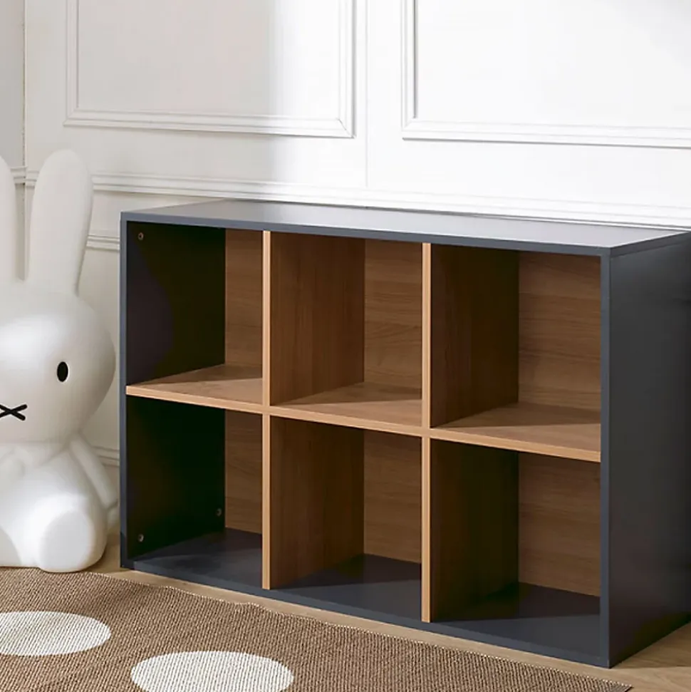 Bibliothèque enfant Junior Provence 6 cases - Gris