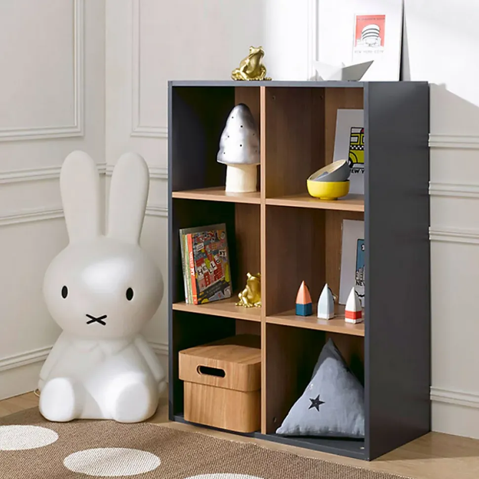 Bibliothèque enfant Junior Provence 6 cases - Gris