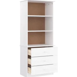 Bibliothèque et tiroirs ALTA blanc 60x35x142 cm bois massif pin vidaXL