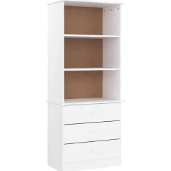 Bibliothèque et tiroirs ALTA blanc 60x35x142 cm bois massif pin vidaXL