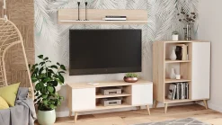 Bibliothèque Fondi sonoma oak - white, Scandinave