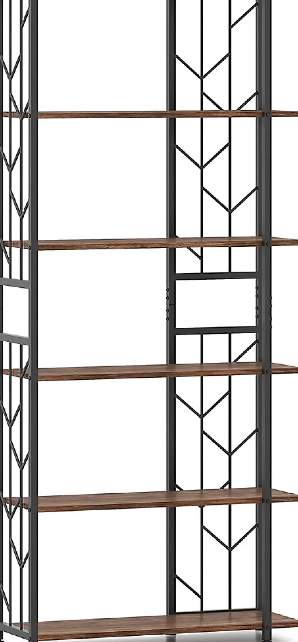 Bibliothèque Géométrique à 6 Niveaux, Structure en Métal et Dispositifs Anti-basculement, 80 x 31 x 180cm (Marron)