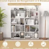 Bibliothèque Géométrique en Bois Étagère Ouverte avec 8 Cubes Bibliothèque Étagère de Rangement 2 Dispositifs Blanc