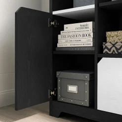 Bibliothèque Haute - Meuble de Rangement Moderne avec Tiroirs et Portes Pour Salon ou Chambre, Spanplatte, 60 x 30 x 160 cm, Noir