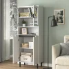 Bibliothèque Haute - Meuble de Rangement avec 4 Portes en Verre Trempé et Étagères Réglables, Spanplatte, 60 x 35 x 160 cm, Blanc