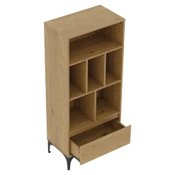Bibliothèque Kistiandi 137 x 60 x 35 cm effet chêne foncé en.casa