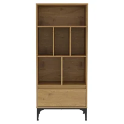 Bibliothèque Kistiandi 137 x 60 x 35 cm effet chêne foncé en.casa