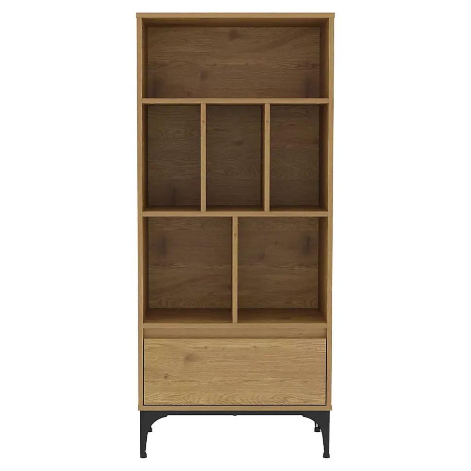 Bibliothèque Kistiandi 137 x 60 x 35 cm effet chêne foncé en.casa
