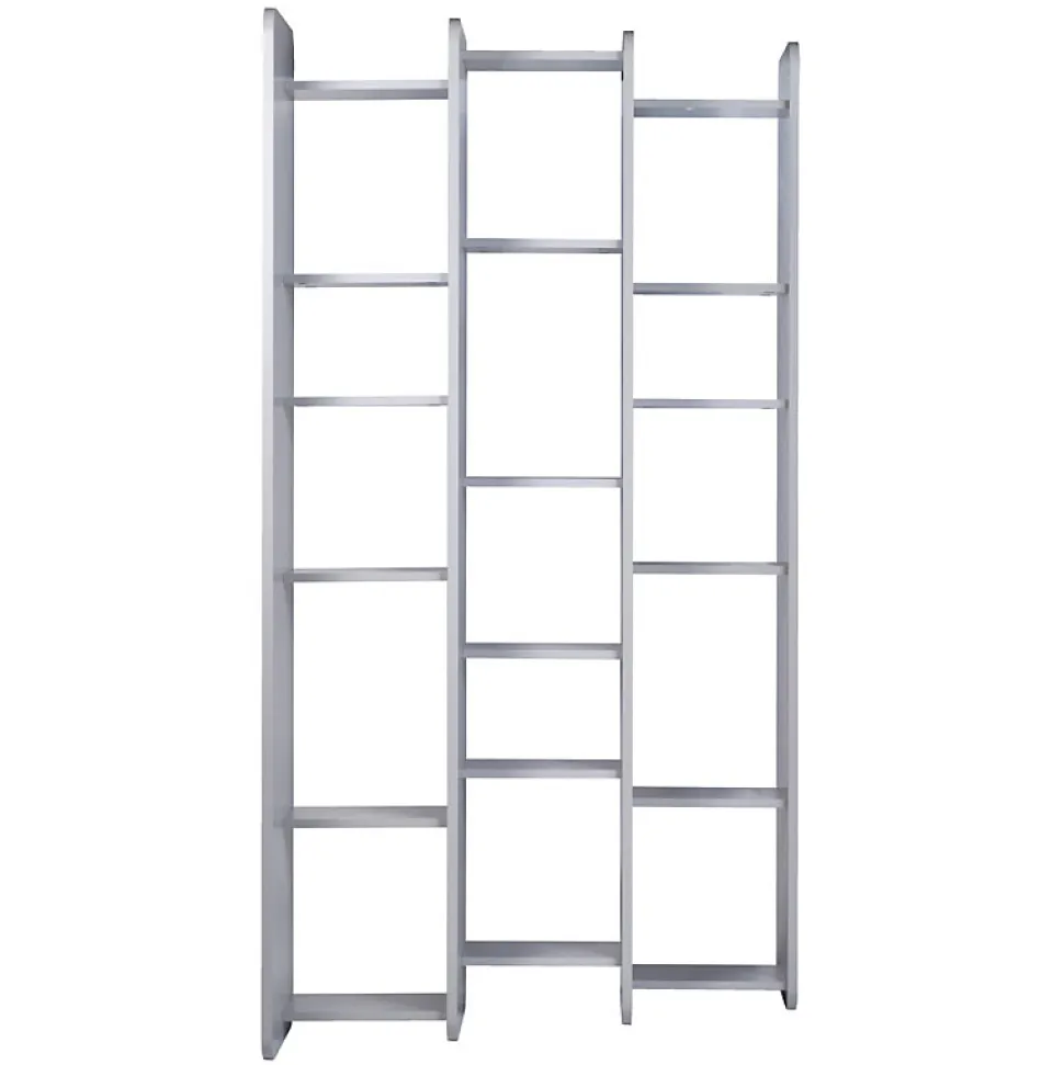 Bibliothèque L.141 cm style paravent gris 18 tablettes - AVALON 8907