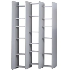 Bibliothèque L.141 cm style paravent gris 18 tablettes - AVALON 8907