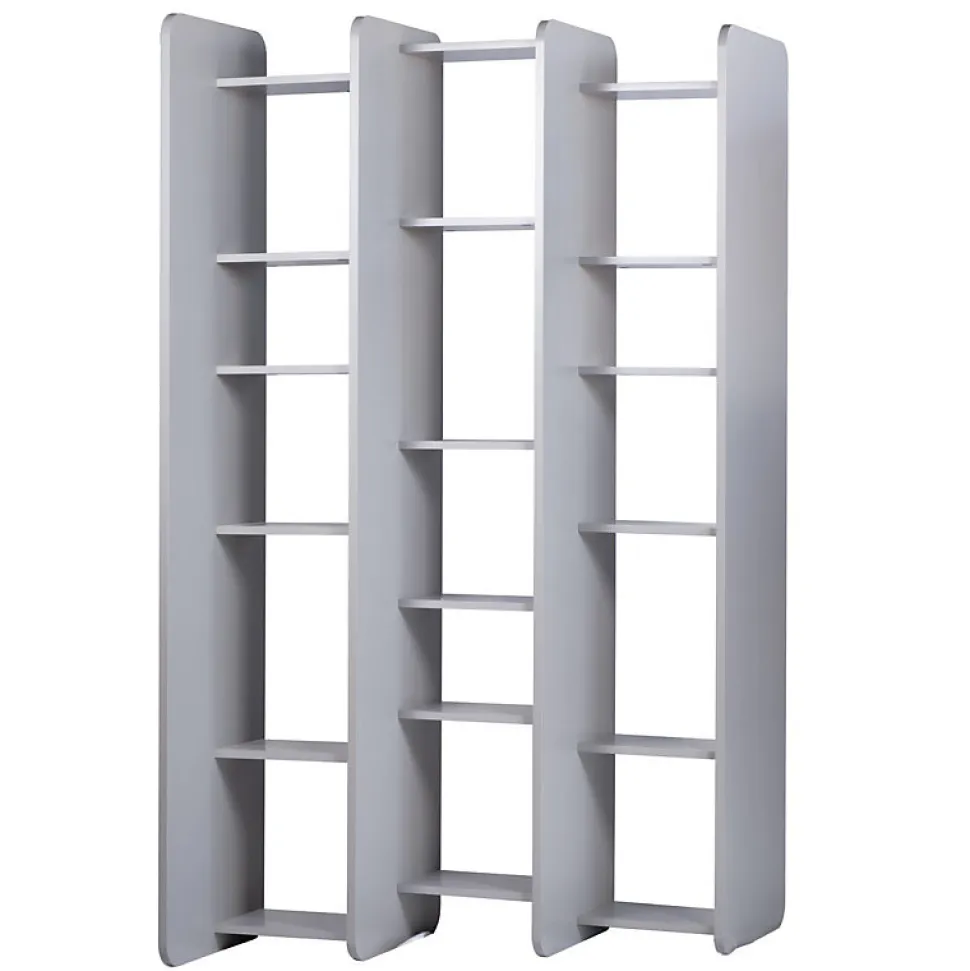 Bibliothèque L.141 cm style paravent gris 18 tablettes - AVALON 8907