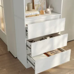 Bibliothèque Les avec 3 tiroirs 180 x 60 x 35 cm blanc en.casa