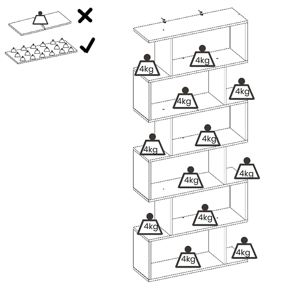 Bibliothèque Misma, Etagère de bureau polyvalente, Bibliothèque avec 5 étagères, 80x25h190 cm, Chêne