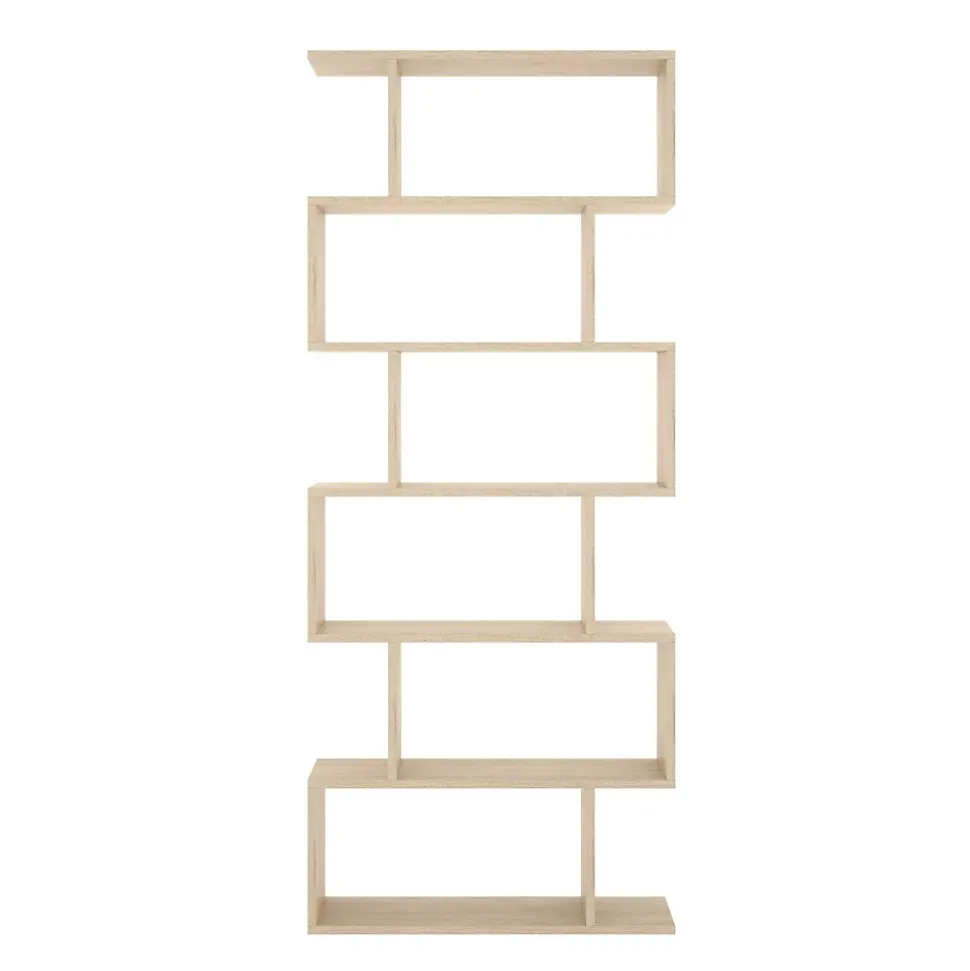 Bibliothèque Misma, Etagère de bureau polyvalente, Bibliothèque avec 5 étagères, 80x25h190 cm, Chêne