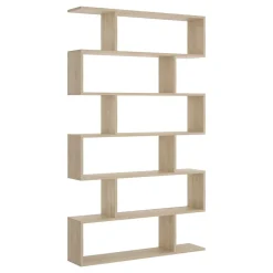 Bibliothèque Misma, Etagère de bureau polyvalente, Bibliothèque avec 5 étagères, 80x25h190 cm, Chêne