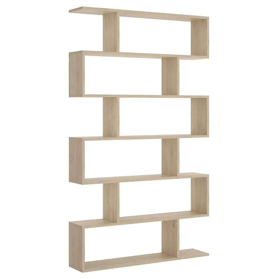 Bibliothèque Misma, Etagère de bureau polyvalente, Bibliothèque avec 5 étagères, 80x25h190 cm, Chêne