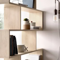 Bibliothèque Misma, Etagère de bureau polyvalente, Bibliothèque avec 5 étagères, 80x25h190 cm, Chêne