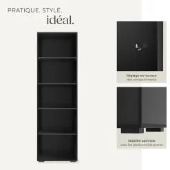 Bibliothèque moderne et fonctionnelle en MDF solide pour une Utilisation polyvalente, avec système anti-basculement