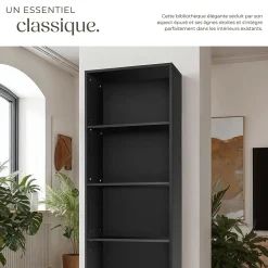 Bibliothèque moderne et fonctionnelle en MDF solide pour une Utilisation polyvalente, avec système anti-basculement