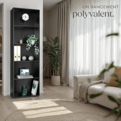 Bibliothèque moderne et fonctionnelle en MDF solide pour une Utilisation polyvalente, avec système anti-basculement