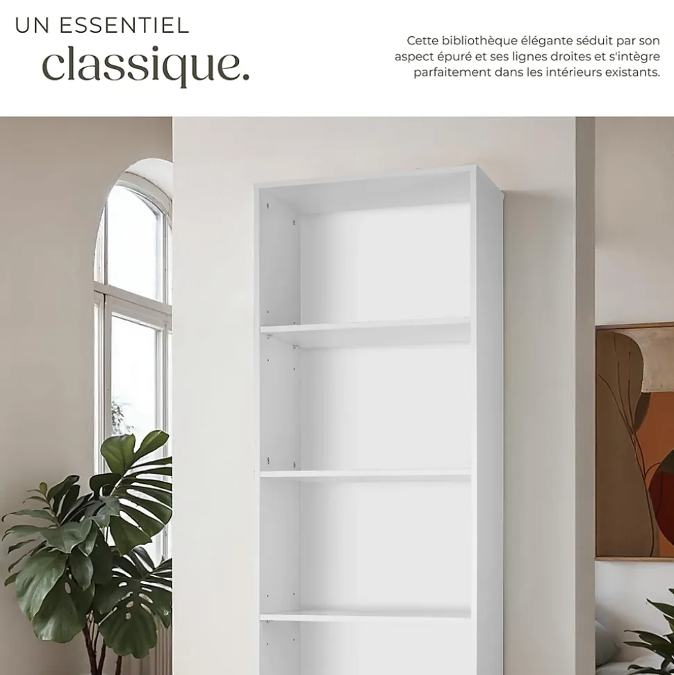 Bibliothèque moderne et fonctionnelle en MDF solide pour une Utilisation polyvalente, avec système anti-basculement