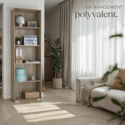 Bibliothèque moderne et fonctionnelle en MDF solide pour une Utilisation polyvalente, avec système anti-basculement