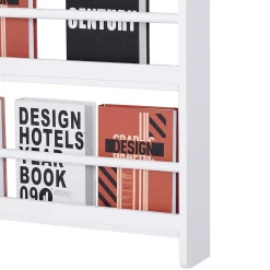 Bibliothèque murale 4 étagères avec barres supports - 59 x 12 x 113 cm - MDF bois blanc