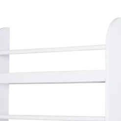 Bibliothèque murale 4 étagères avec barres supports - 59 x 12 x 113 cm - MDF bois blanc