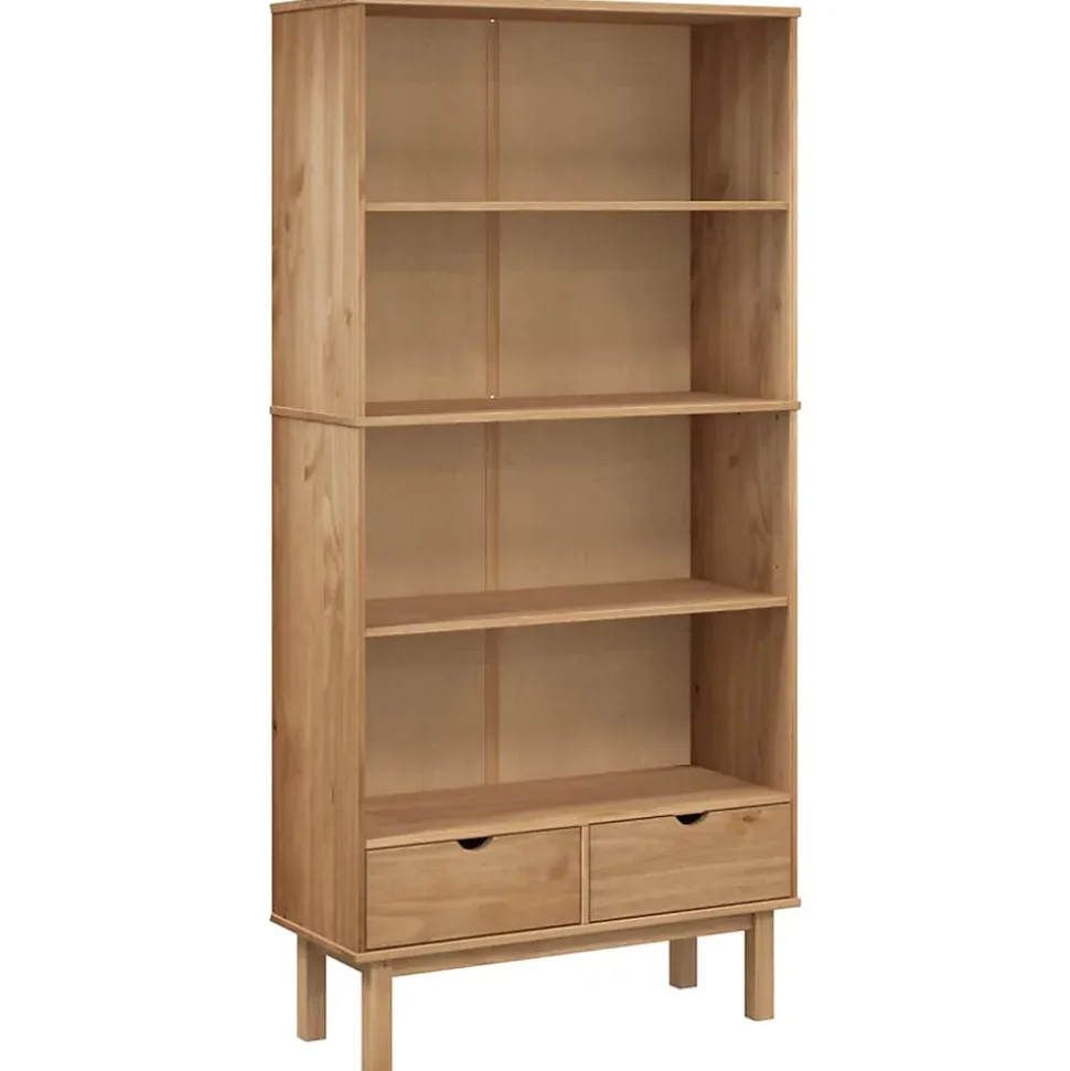 Bibliothèque OTTA avec 2 tiroirs Marron Bois massif pin vidaXL