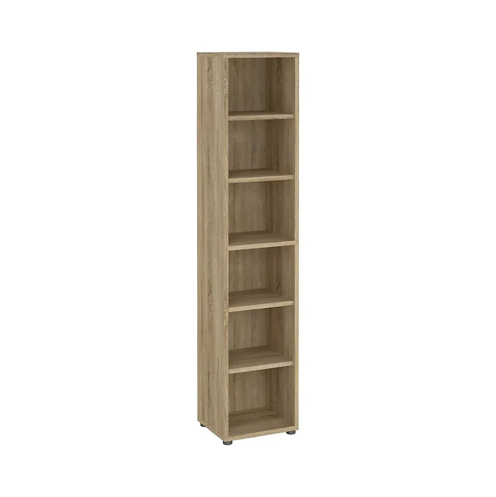 Bibliothèque Pabuk, Etagère de bureau, Porte-livre mobile, Librairie, 47x40 h222 cm, Chêne