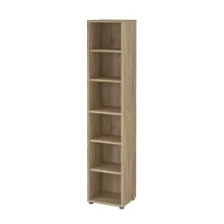 Bibliothèque Pabuk, Etagère de bureau, Porte-livre mobile, Librairie, 47x40 h222 cm, Chêne