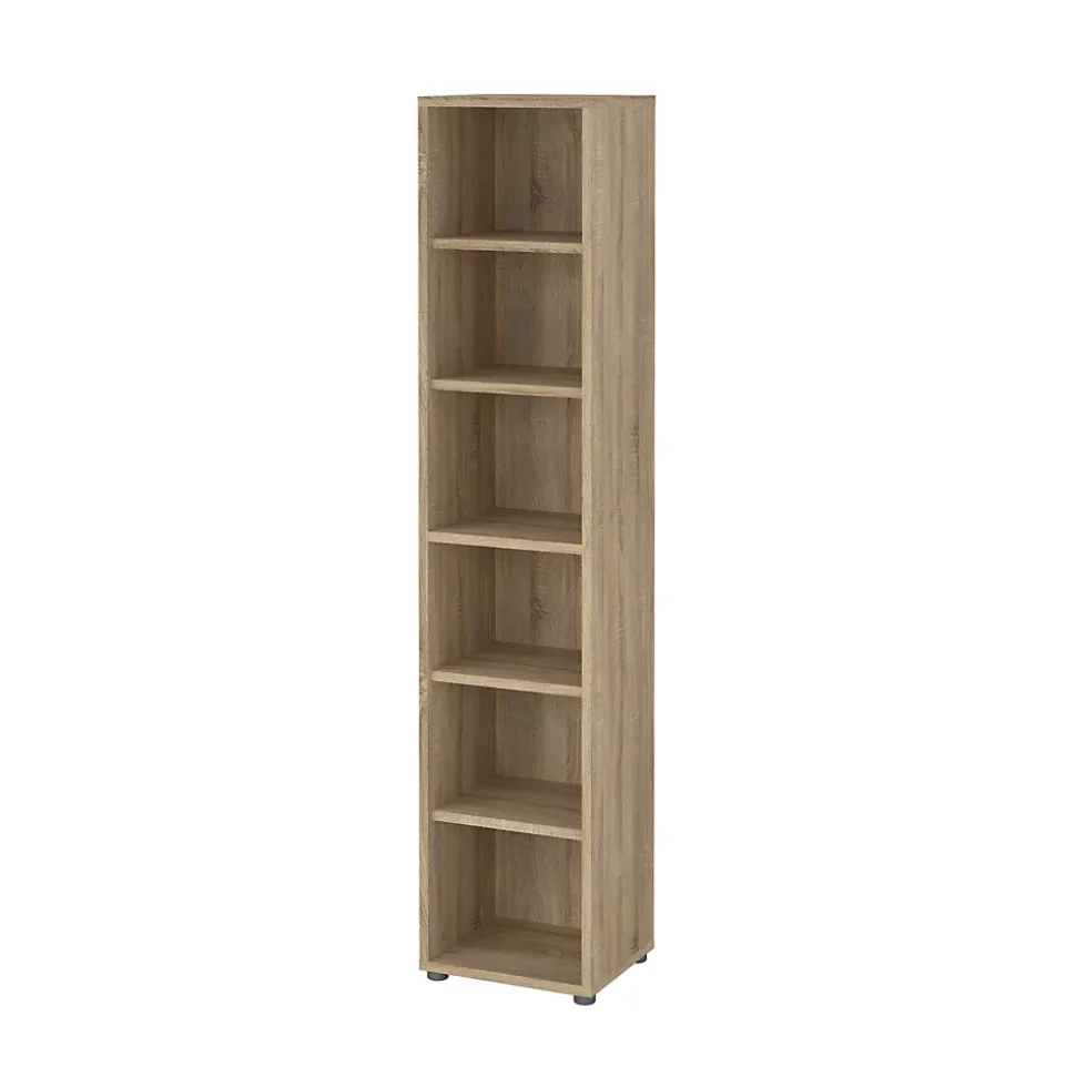Bibliothèque Pabuk, Etagère de bureau, Porte-livre mobile, Librairie, 47x40 h222 cm, Chêne