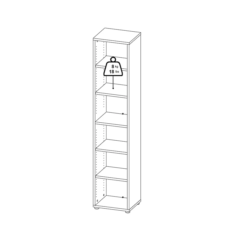 Bibliothèque Pabuk, Etagère de bureau, Porte-livre mobile, Librairie, 47x40 h222 cm, Chêne