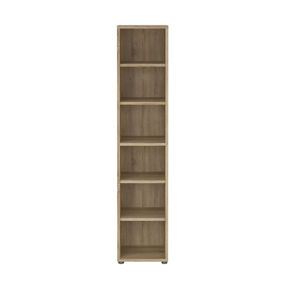Bibliothèque Pabuk, Etagère de bureau, Porte-livre mobile, Librairie, 47x40 h222 cm, Chêne