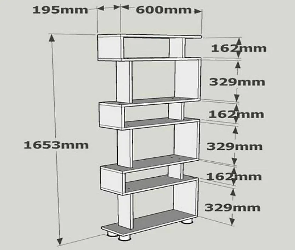 Bibliothèque Panopea, Etagère de bureau, Porte-livre mobile, Librairie, 60x20h165 cm, Blanc et Noyer