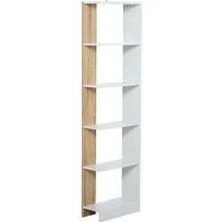 Bibliothèque rangement 4 étagères 5 niveaux dim. 45 x 21 x 170 cm blanc effet bois clair