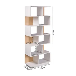 Bibliothèque Rebecca Mobili Silene 180x70x29,5 Aggloméré Blanc Marron Clair Moderne