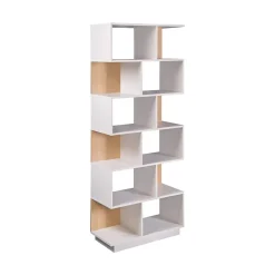Bibliothèque Rebecca Mobili Silene 180x70x29,5 Aggloméré Blanc Marron Clair Moderne