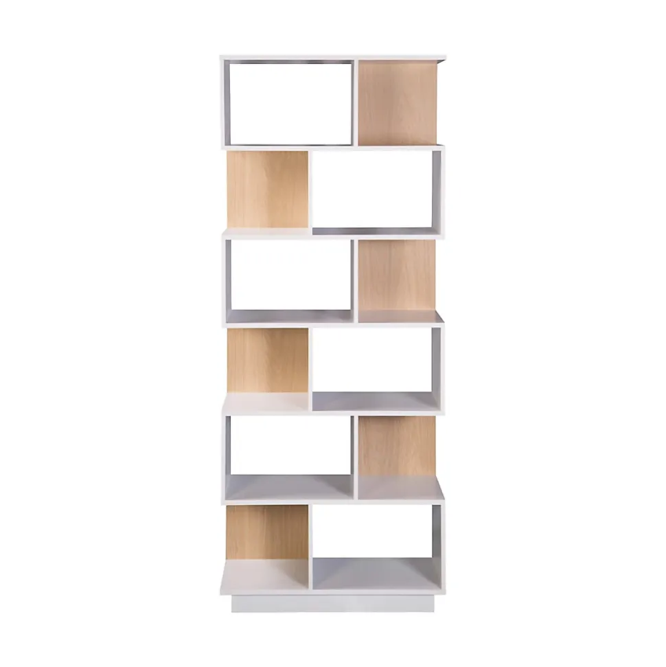 Bibliothèque Rebecca Mobili Silene 180x70x29,5 Aggloméré Blanc Marron Clair Moderne