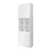 Bibliothèque semi ouverte blanche 4 portes 2 tiroirs GoodHome Atomia H. 225 x L. 75 x P. 37 cm