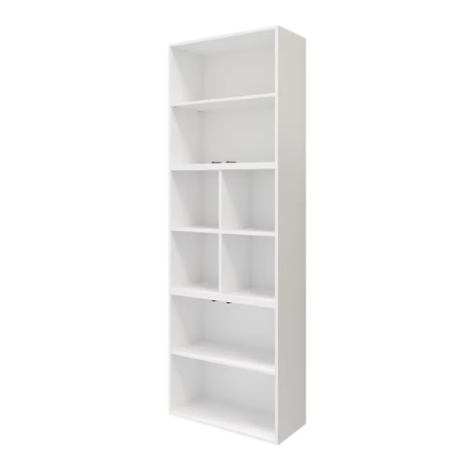 Bibliothèque semi ouverte blanche 4 portes 2 tiroirs GoodHome Atomia H. 225 x L. 75 x P. 37 cm