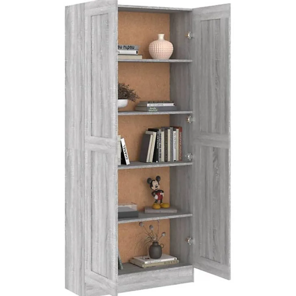 Bibliothèque Sonoma gris 82,5x30,5x185,5 cm Bois d'ingénierie vidaXL